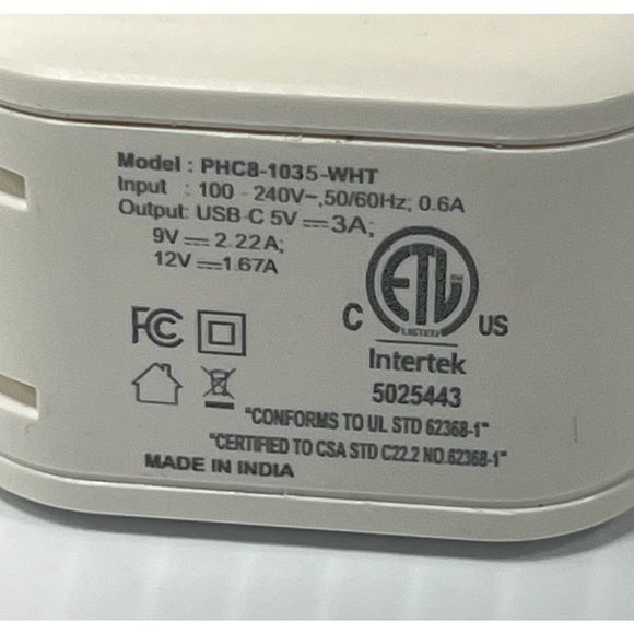 Intertek - USB Power Adapter Wall Charger - USB Port 12w - White - Picture 5 of 7